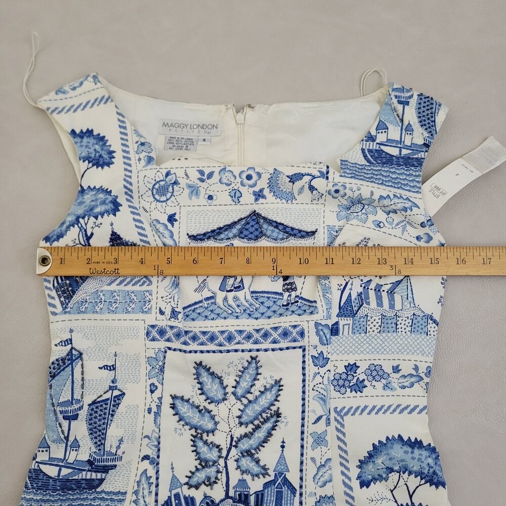 vintage Maggy London sleeveless beaded Patch Boho midi dress Size 4 Petite - Picture 11 of 16